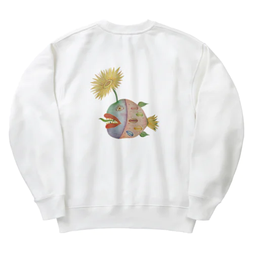 毒舌人面ひまわりチョウチンアンコウ Heavyweight Crew Neck Sweatshirt