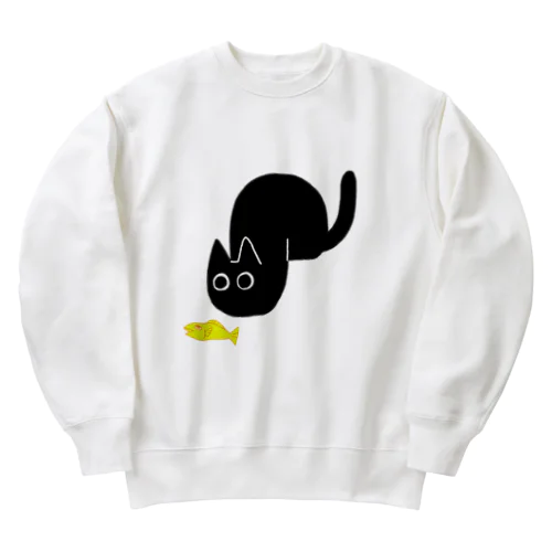 魚が気になるねこ Heavyweight Crew Neck Sweatshirt