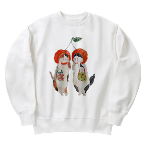 さくらんぼマダムにゃんこ Heavyweight Crew Neck Sweatshirt