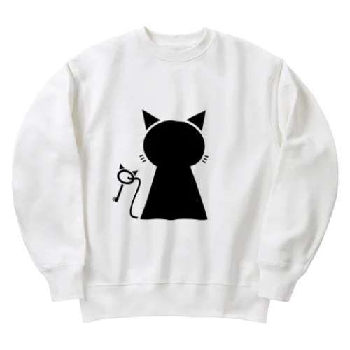 鍵穴っぽい猫 (黒猫) Heavyweight Crew Neck Sweatshirt