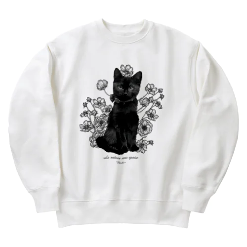 花咲き黒猫 Heavyweight Crew Neck Sweatshirt