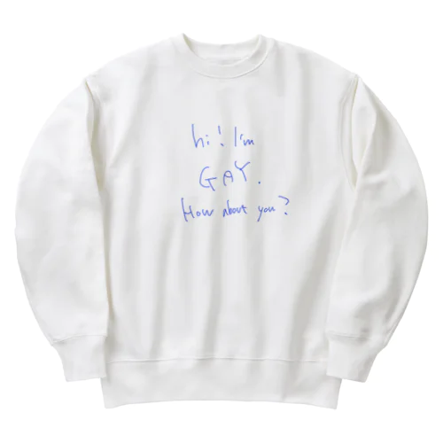 Hi I'm gay 青｜レズビアンあるある Heavyweight Crew Neck Sweatshirt