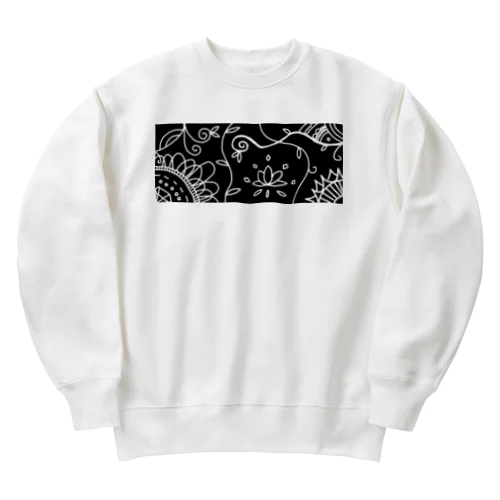 アジアン風モノクロ Heavyweight Crew Neck Sweatshirt