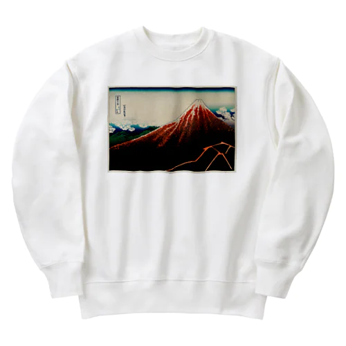 葛飾北斎_冨嶽三十六景　山下白雨 Heavyweight Crew Neck Sweatshirt