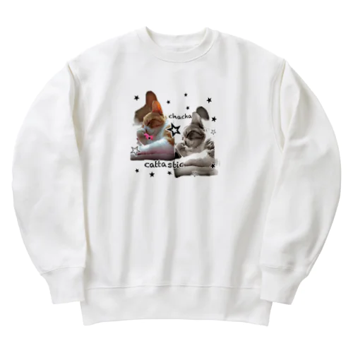 チャチャ決めポーズ（ロゴ＆星） Heavyweight Crew Neck Sweatshirt