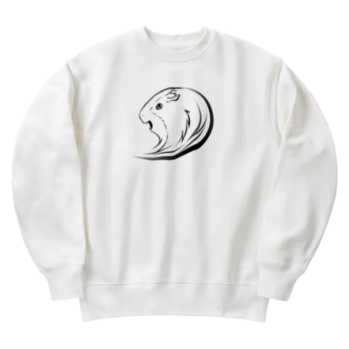 モルモットのムギちゃん(黒線ver) Heavyweight Crew Neck Sweatshirt