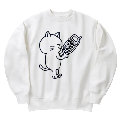 ガラケー猫 Heavyweight Crew Neck Sweatshirt
