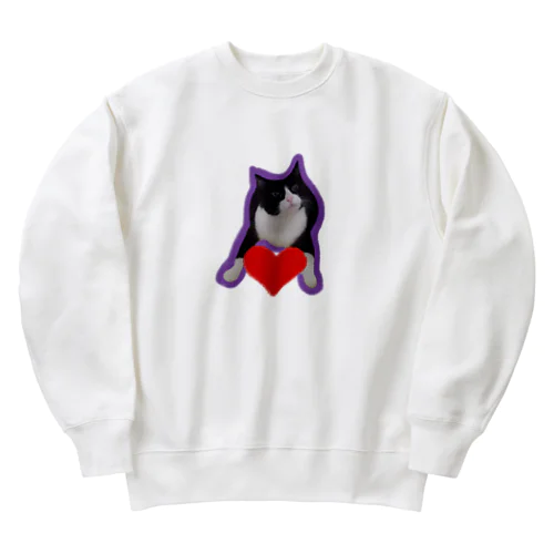 LOVE YOU ネコ丸（パープル） Heavyweight Crew Neck Sweatshirt