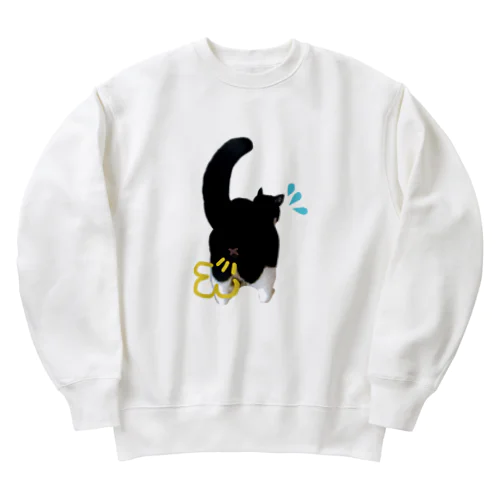 プーして恥ずかしネコ丸 Heavyweight Crew Neck Sweatshirt