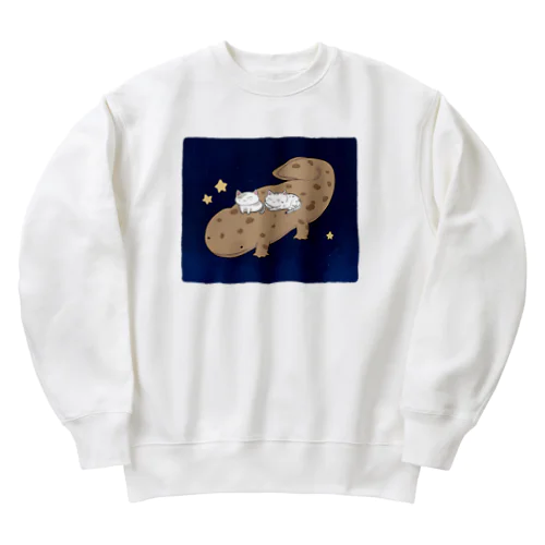 オオサンショウウオとちびにゃんず Heavyweight Crew Neck Sweatshirt