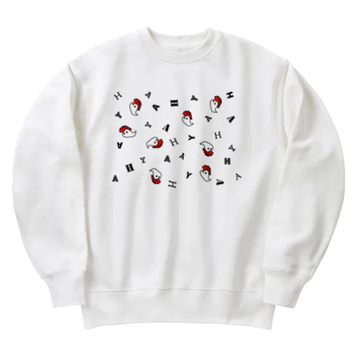 ヒャッハーって言いそうなおばけ パターン Heavyweight Crew Neck Sweatshirt