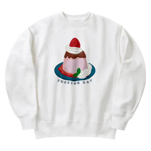 毎月25日はプリンの日のプリン　イチゴプリン Heavyweight Crew Neck Sweatshirt