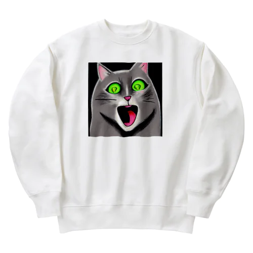 おどろき猫 Heavyweight Crew Neck Sweatshirt