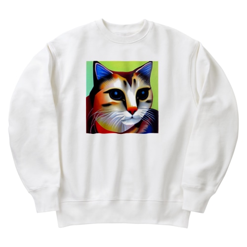 真面目すぎてあまりモテないイケメン猫 Heavyweight Crew Neck Sweatshirt