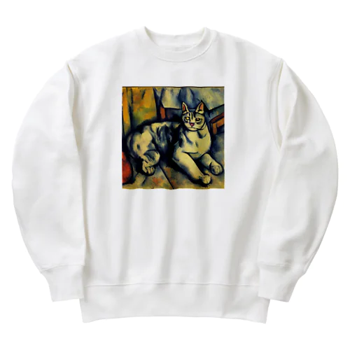 プロテイン飲みすぎ猫 Heavyweight Crew Neck Sweatshirt