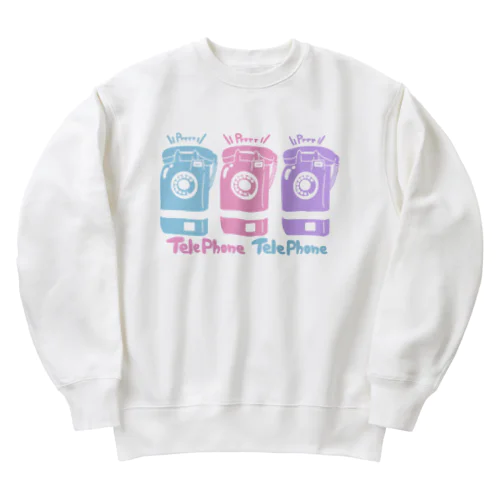 レトロな電話 (カラフル ver.) Heavyweight Crew Neck Sweatshirt