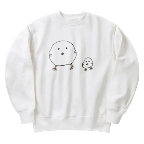 シマエナガ親子 Heavyweight Crew Neck Sweatshirt