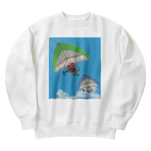 ハンググライダー猫_まめこ&ふーこ Heavyweight Crew Neck Sweatshirt