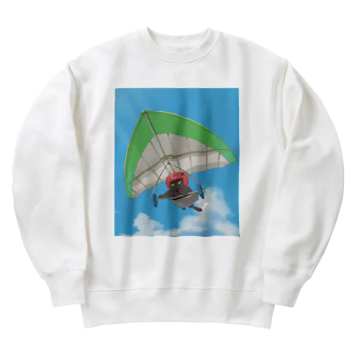 ハンググライダーねこ_まめこ&ふーこ Heavyweight Crew Neck Sweatshirt