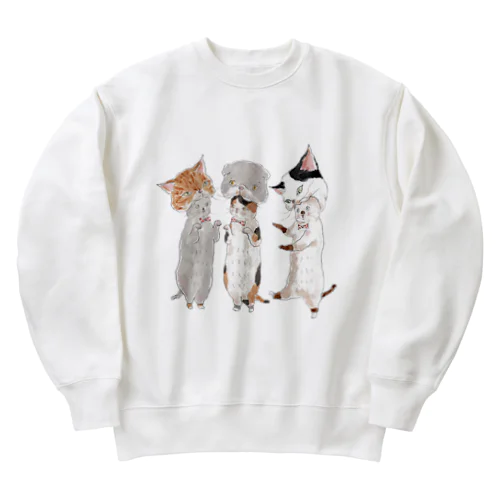 ねこがぶりにゃんこ Heavyweight Crew Neck Sweatshirt