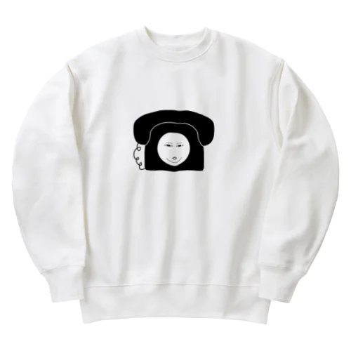 顔つき黒電話 Heavyweight Crew Neck Sweatshirt