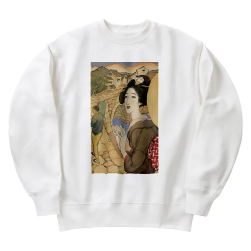 竹久夢二_長崎十二景 眼鏡橋 Heavyweight Crew Neck Sweatshirt