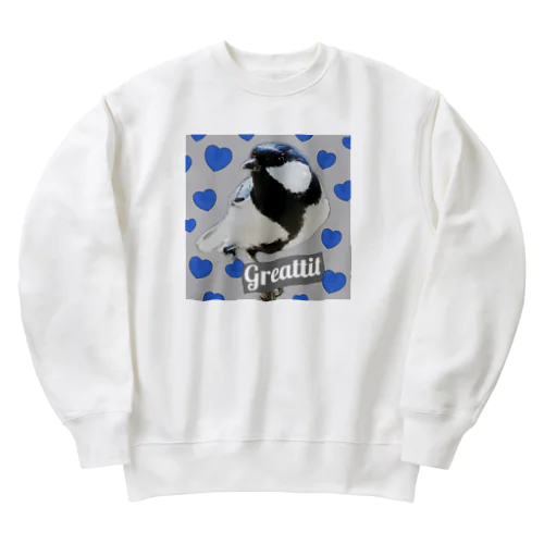 シジュウカラのつっぴぃ☆ Heavyweight Crew Neck Sweatshirt