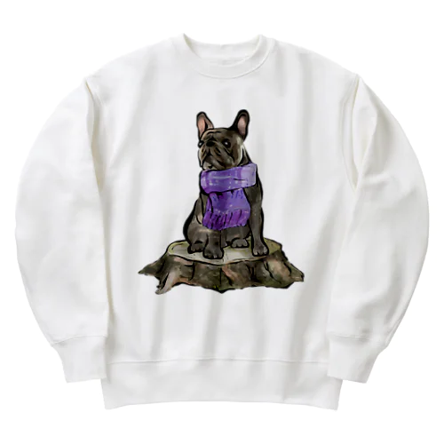 マフラー犬　フレンチブルドッグ　ブリンドル Heavyweight Crew Neck Sweatshirt