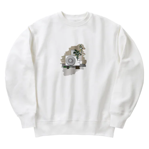 緑と室外機 Heavyweight Crew Neck Sweatshirt