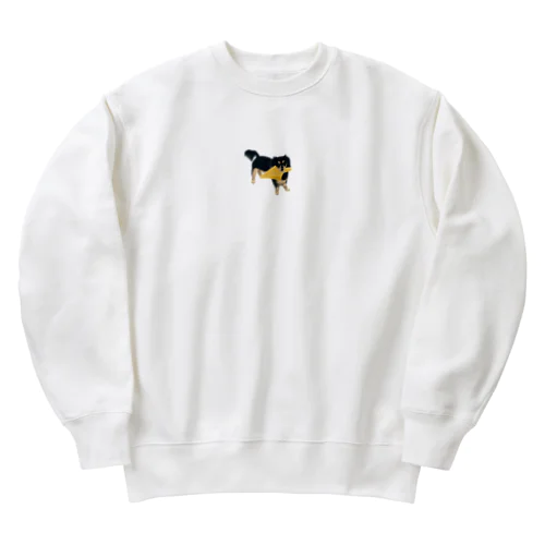 傘をくわえるミニチュアダックス Heavyweight Crew Neck Sweatshirt