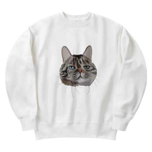 キジトラ柄の猫 Heavyweight Crew Neck Sweatshirt