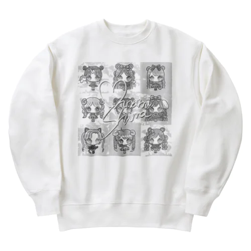 あにまるあいどるず(白黒) Heavyweight Crew Neck Sweatshirt