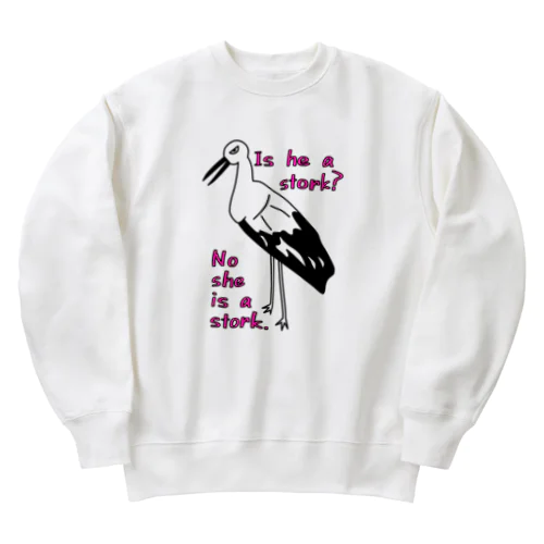 コウノトリ（ピンク文字） Heavyweight Crew Neck Sweatshirt