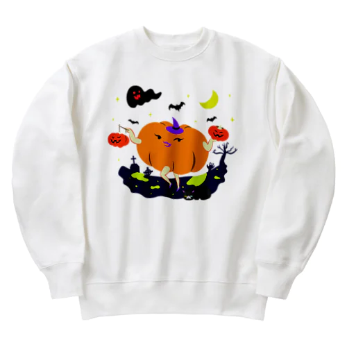 かぼちゃの提灯をもつかぼちゃ Heavyweight Crew Neck Sweatshirt