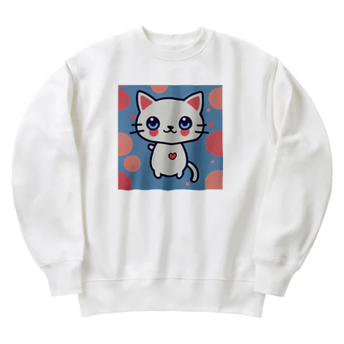 狛猫のミケ「はーとびーと」 Heavyweight Crew Neck Sweatshirt