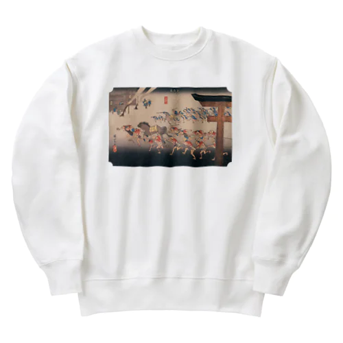 広重_東海道五拾三次 宮 熱田神 Heavyweight Crew Neck Sweatshirt