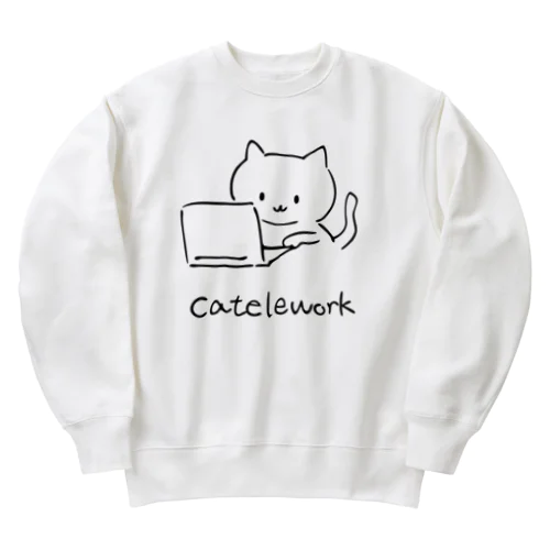 catelework テレワークネコ Heavyweight Crew Neck Sweatshirt