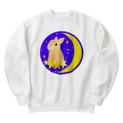 ひょっこりウサギさんとキラキラ夜空 Heavyweight Crew Neck Sweatshirt