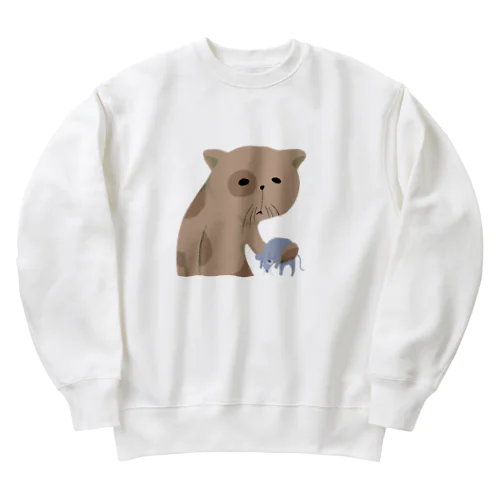 つかれたねこ Heavyweight Crew Neck Sweatshirt