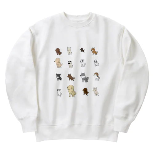 にじいろうんちをするいろんなわんこ Heavyweight Crew Neck Sweatshirt