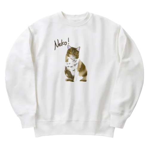 近所のノラ猫のおうじ Heavyweight Crew Neck Sweatshirt