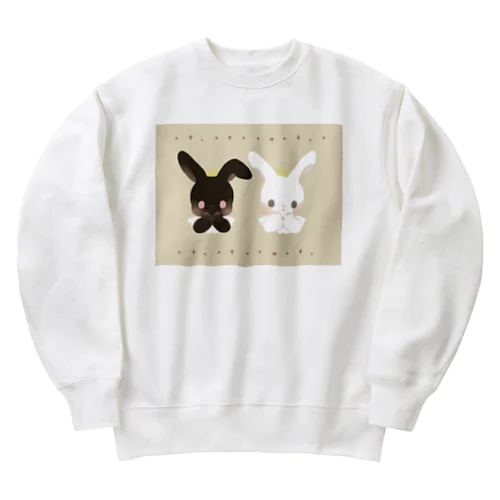 白黒うさぎ Heavyweight Crew Neck Sweatshirt