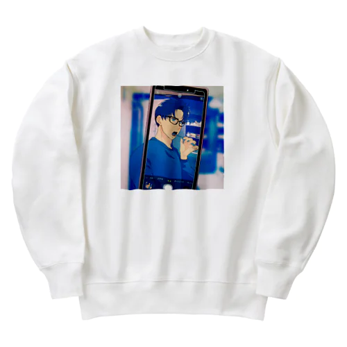 家事しないと死ぬ旦那【義弟くんイケメン対決勝利イラスト】 Heavyweight Crew Neck Sweatshirt