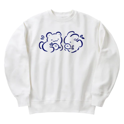 くまとうさぎと花々 Heavyweight Crew Neck Sweatshirt