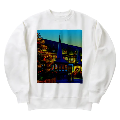 ドイツ 夕暮れのアインベック旧市庁舎 Heavyweight Crew Neck Sweatshirt