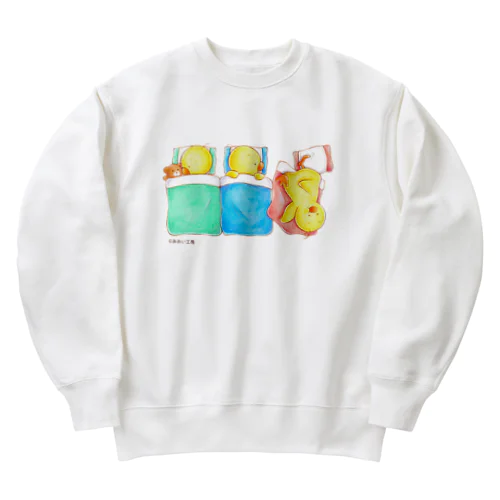 ひよこの3兄弟 -お昼寝- Heavyweight Crew Neck Sweatshirt