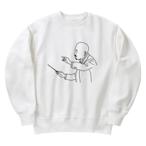 指揮『正岡子規』線画 Heavyweight Crew Neck Sweatshirt