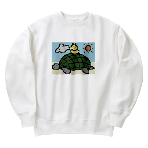 亀に乗る鳥 Heavyweight Crew Neck Sweatshirt