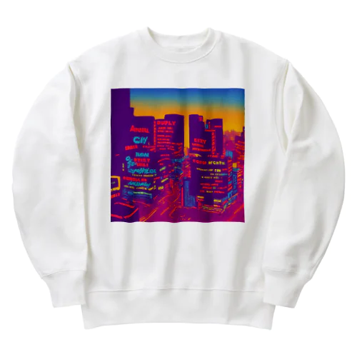 Building lights and sunset Heavyweight Crew Neck Sweatshirt