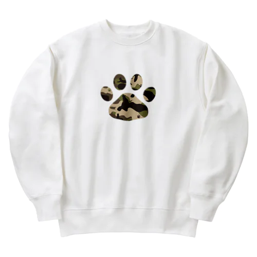 迷彩猫にくきゅう　カーキ Heavyweight Crew Neck Sweatshirt